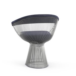 Knoll International Platner Side Armleunstoel - Circa - blauw - nikkel gepolijst