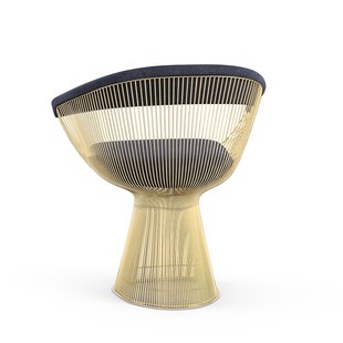 Knoll International Platner Side Armleunstoel - Circa - blauw - verguld 18 karaat