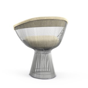 Knoll International Platner Side Armleunstoel - Circa - crèmewit - nikkel gepolijst