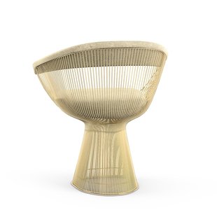Knoll International Platner Side Armleunstoel - Circa - crèmewit - verguld 18 karaat