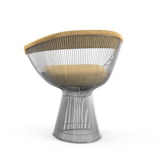 Knoll International Platner Side Armleunstoel - Circa - beige - nikkel gepolijst