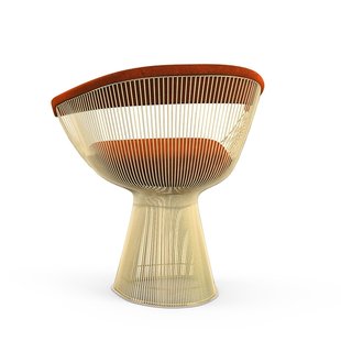 Knoll International Platner Side Armleunstoel - Circa - steenrood - verguld 18 karaat