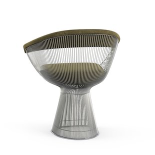 Knoll International Platner Side Armleunstoel - Circa - olijf - nikkel gepolijst