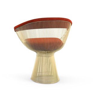 Knoll International Platner Side Armleunstoel - Circa - rood - verguld 18 karaat