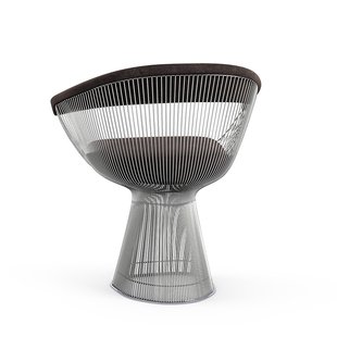 Knoll International Platner Side Armleunstoel - Circa - bruin - nikkel gepolijst