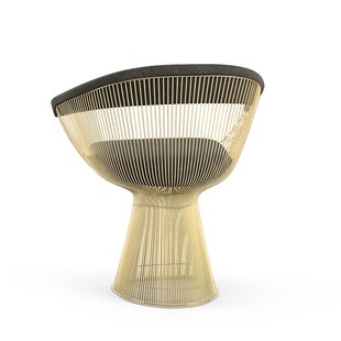 Knoll International Platner Side Armleunstoel - Circa - donkergroen - verguld 18 karaat