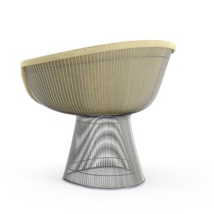 Knoll International Platner Lounge Armleunfauteuil - Circa - crèmewit - nikkel gepolijst