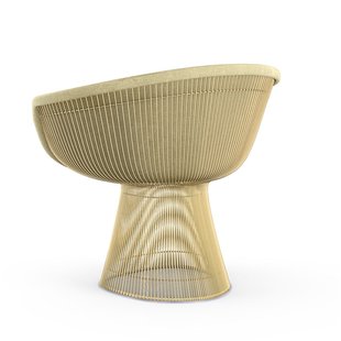 Knoll International Platner Lounge Armleunfauteuil - Circa - crèmewit - verguld 18 karaat