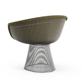Knoll International Platner Lounge Armleunfauteuil - Circa - olijf - nikkel gepolijst