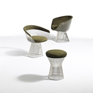 Knoll International Platner Kruk - Circa - steenrood - metallic bronze lak