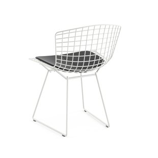 Knoll International Bertoia Side Stoel - Vinyl - zwart - Rilsan-coating wit