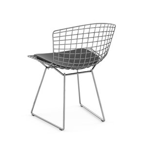 Knoll International Bertoia Side Stoel - Vinyl - zwart - chroom hoogglans