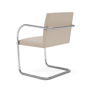 Knoll International Brno Armleunstoel - Rundrohr - Volo Parchment - beige/bruin - met armleuning