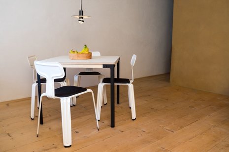 Moormann Seiltänzer Tafel - Laminaat wit - zwart touw - 120 x 120 cm