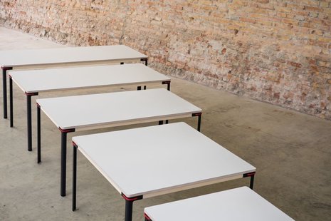 Moormann Seiltänzer Tafel - Laminaat wit - zwart touw - 190 x 90 cm