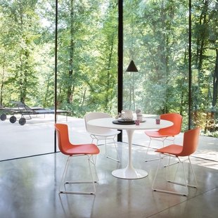 Knoll International Bertoia Plastic Side Chair - wit - oranjerood
