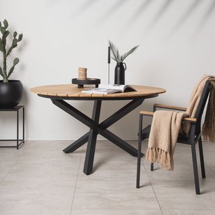 Nohr Ronde Tuintafel 'Constantina' Teakhout, 140cm, kleur Zwart