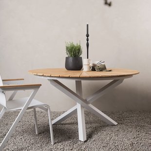Nohr Ronde Tuintafel 'Constantina' Teakhout, 140cm, kleur Wit