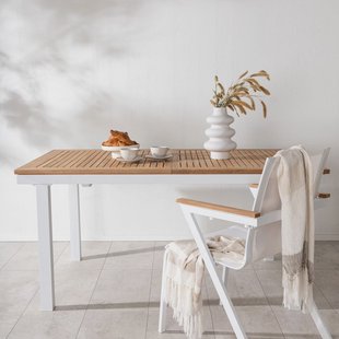 Nohr Tuintafel 'Taysha' Teakhout, 160/240 x 90cm, kleur Wit