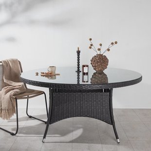 Nohr Ronde Tuintafel 'Camron' Wicker, 150cm, kleur Zwart