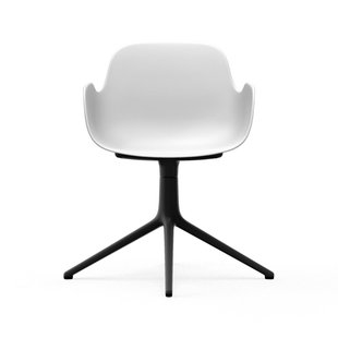 Normann Copenhagen Form Draaifauteuil - wit - aluminium zwart