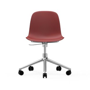 Normann Copenhagen Form Draaistoel met wielen - rood - aluminium