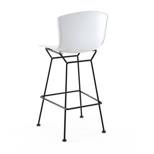 Knoll International Bertoia Plastic Barkruk - wit - zwart - 107 cm
