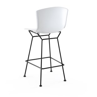 Knoll International Bertoia Plastic Barkruk - wit - zwart - 104 cm