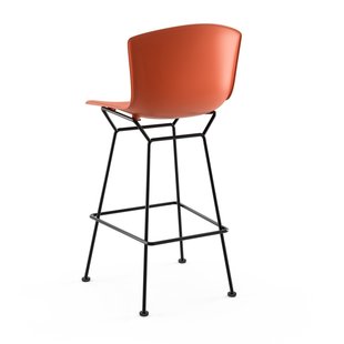 Knoll International Bertoia Plastic Barkruk - oranjerood - zwart - 107 cm