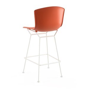 Knoll International Bertoia Plastic Barkruk - oranjerood - wit - 104 cm
