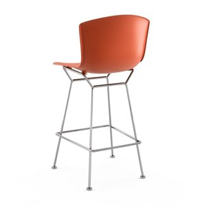 Knoll International Bertoia Plastic Barkruk - oranjerood - chroom - 104 cm