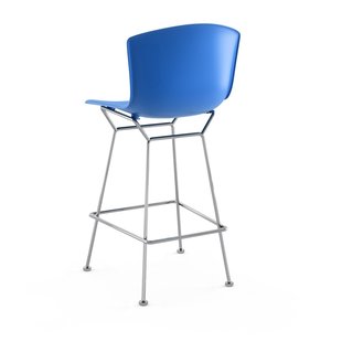 Knoll International Bertoia Plastic Barkruk - blauw - chroom - 104 cm