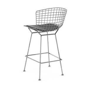Knoll International Bertoia Barkruk - Vinyl - zwart - chroom mat - 100 cm