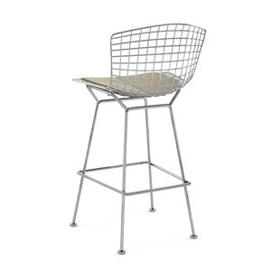 Knoll International Bertoia Barkruk - Ultrasuede - beige - chroom hoogglans - 104 cm