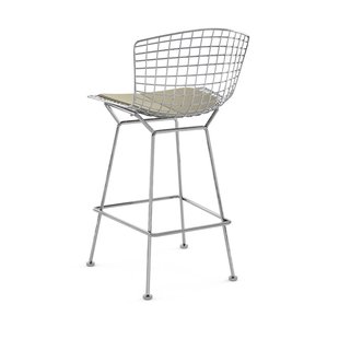 Knoll International Bertoia Barkruk - Ultrasuede - beige - chroom hoogglans - 100 cm