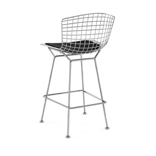 Knoll International Bertoia Barkruk - Ultrasuede - zwart - chroom hoogglans - 100 cm