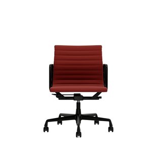 Vitra Aluminium Chair EA 117 - Wieltjes voor harde bodems - Hopsak - rood/cognac - diepzwart