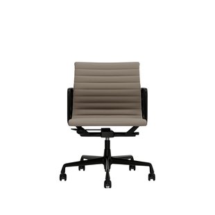 Vitra Aluminium Chair EA 117 - Wieltjes voor harde bodems - Leder/Plano - zand/coffee - diepzwart