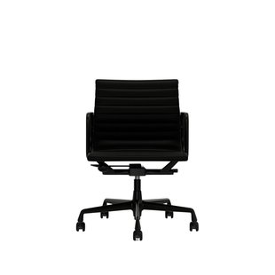 Vitra Aluminium Chair EA 117 - Wieltjes voor harde bodems - Leder/Plano - nero/nero - diepzwart