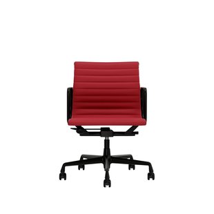Vitra Aluminium Chair EA 117 - Wieltjes voor harde bodems - Leder Premium F/Plano - zand/coffee - diepzwart