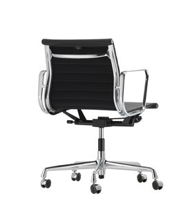 Vitra Aluminium Chair EA 117 - Wieltjes voor harde bodems - Leder Premium F/Plano - nero/nero - gepolijst