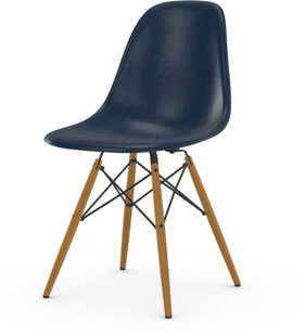 Vitra Eames Fiberglass Side Chair DSW - honingkleurig essenhout - Navy Blue