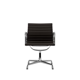 Vitra Aluminium Chair EA 108 - Glijders voor harde vloer - Leder - chocolade - verchroomd