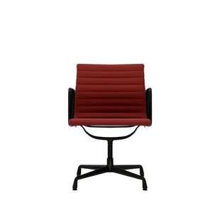 Vitra Aluminium Chair EA 108 - Glijders voor harde vloer - Hopsak - rood/cognac - diepzwart