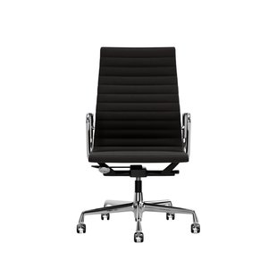 Vitra Aluminium Chair EA 119 - Wieltjes voor harde bodems - Hopsak - donkergrijs - verchroomd
