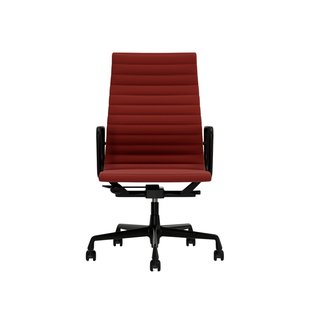 Vitra Aluminium Chair EA 119 - Wieltjes voor harde bodems - Hopsak - rood/cognac - diepzwart