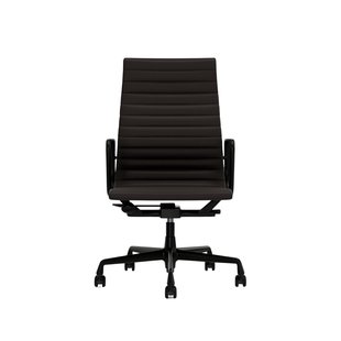 Vitra Aluminium Chair EA 119 - Wieltjes voor harde bodems - Leder Premium F/Plano - chocolade/bruin - diepzwart