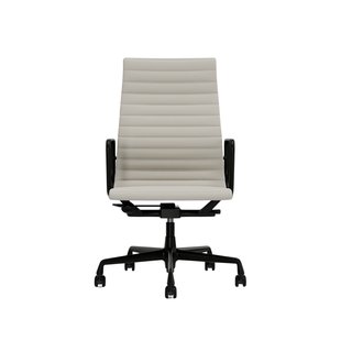 Vitra Aluminium Chair EA 119 - Wieltjes voor harde bodems - Leder Premium F/Plano - snow/wit - diepzwart