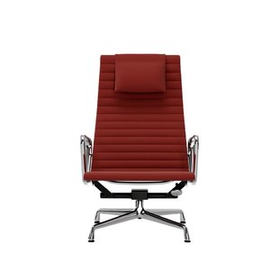 Vitra Aluminium Chair EA 124 - Hopsak - rood/cognac - verchroomd