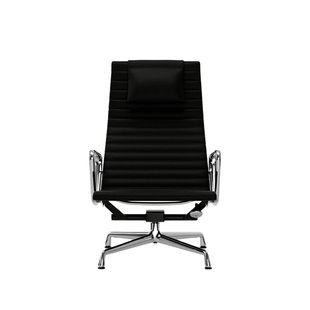 Vitra Aluminium Chair EA 124 - Leder nero - verchroomd